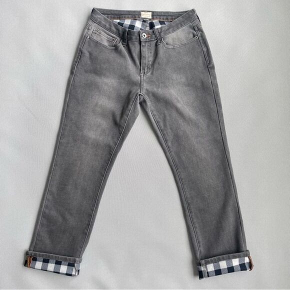 The Original Weatherproof Slim Straight Fit Dark Gray Denim Flannel Lined Jeans - Picture 1 of 11